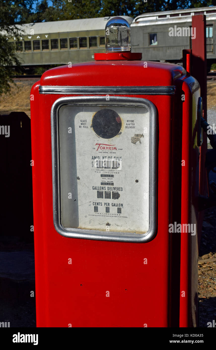 Tokkeim pompa carburante, Railtown 1897 State Historic Park, Jamestown, California Foto Stock