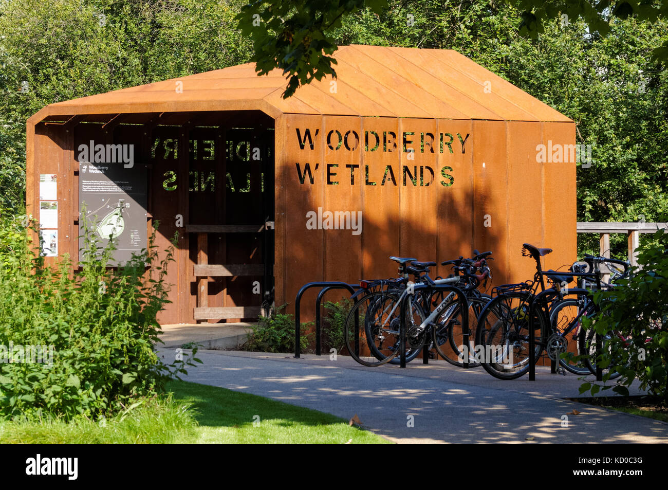 Ingresso di Woodberry zone umide nella Riserva naturale del London, England, Regno Unito, Gran Bretagna Foto Stock