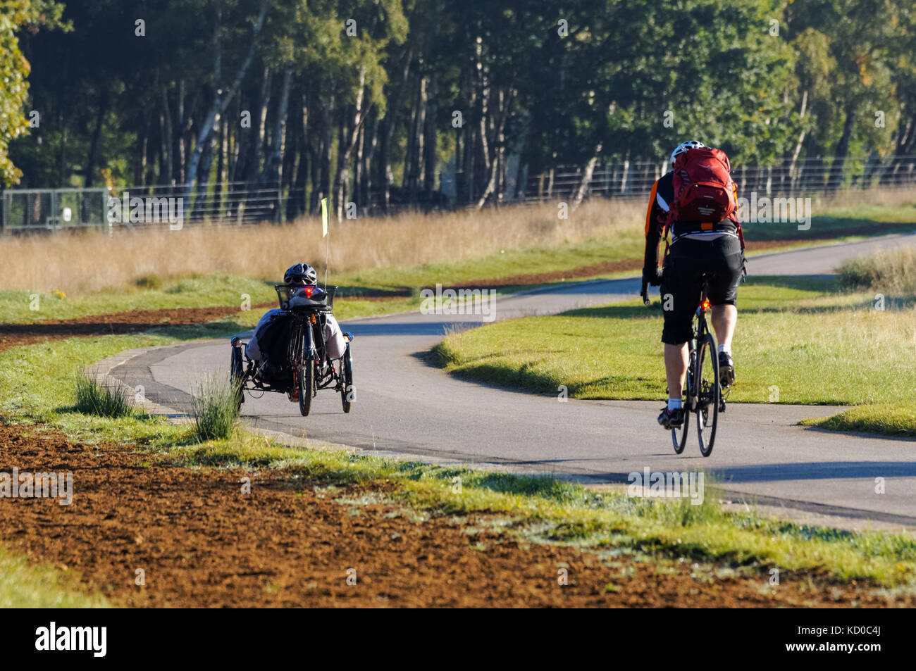 I ciclisti in Richmond Park, Londra England Regno Unito Regno Unito Foto Stock