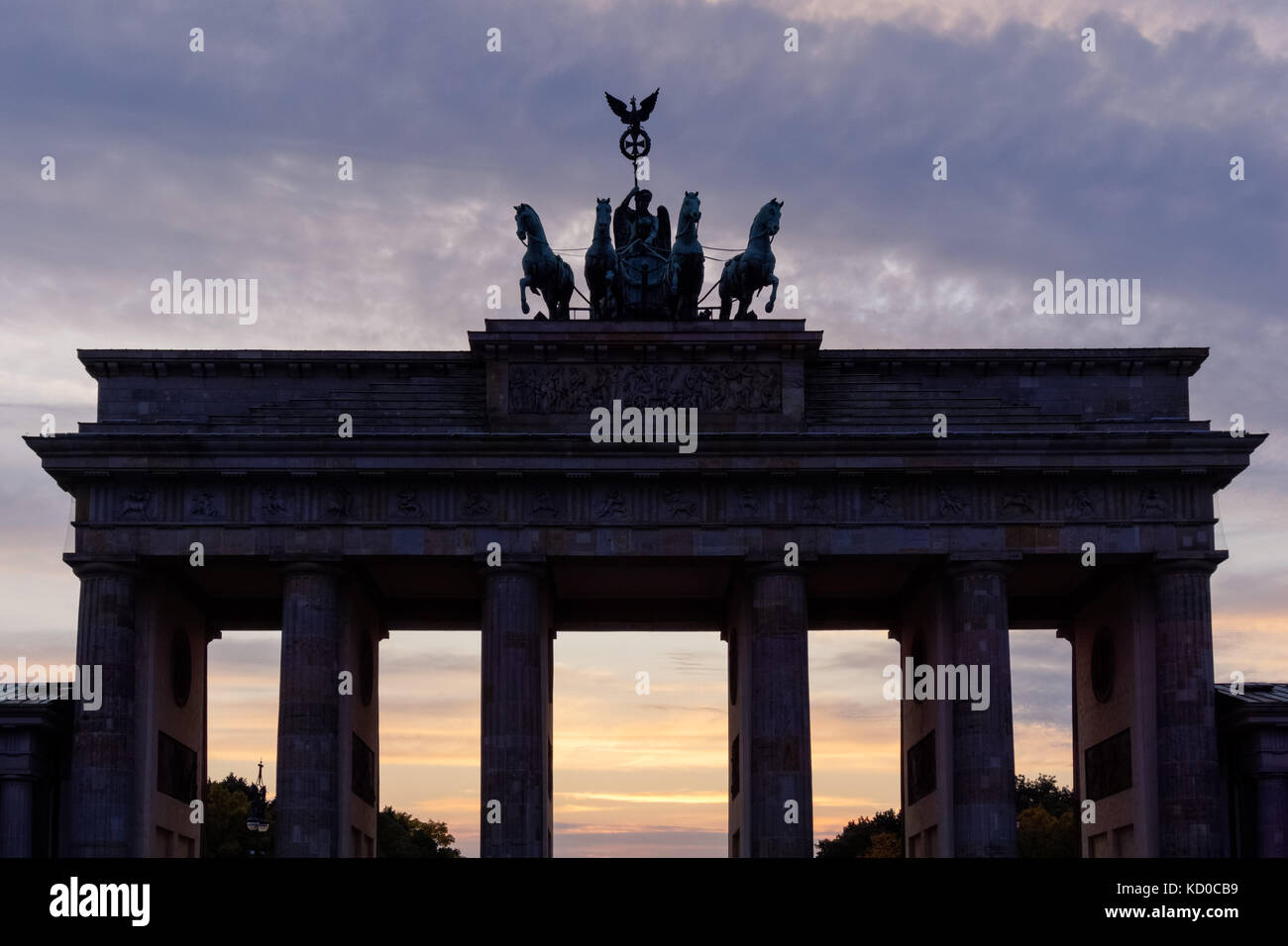 La Porta di Brandeburgo a Berlino, Germania Foto Stock