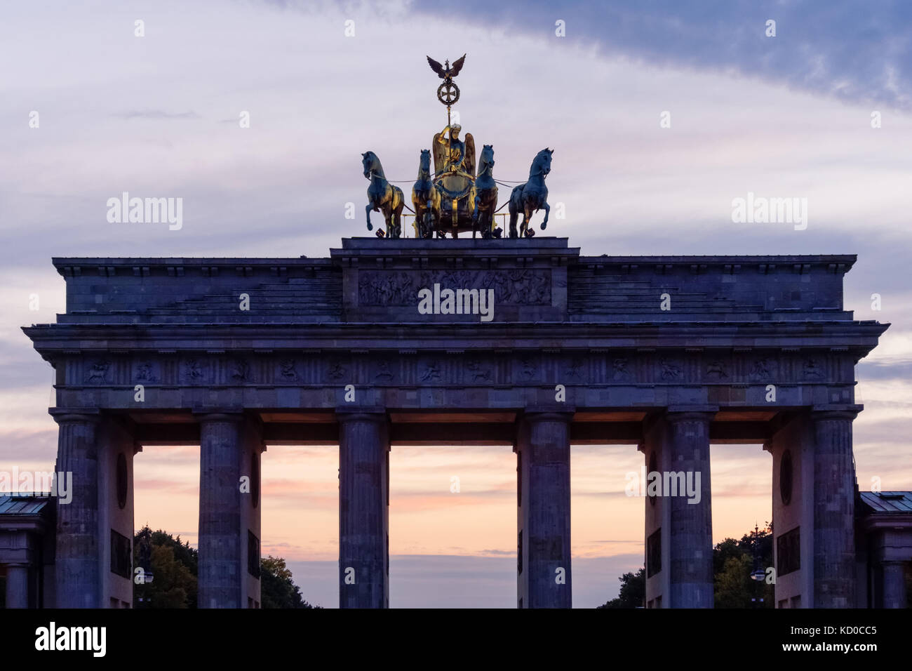 La Porta di Brandeburgo a Berlino, Germania Foto Stock