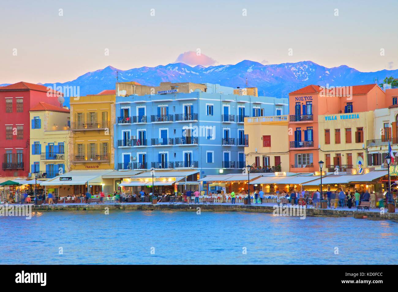 Il porto veneziano, Chania, Creta, Isole Greche, Grecia, Europa Foto Stock