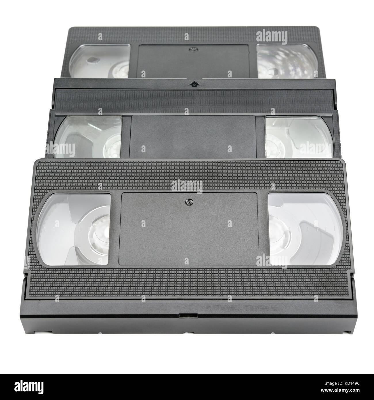 Dettaglio della classica cassetta VHS isolato su bianco Foto Stock