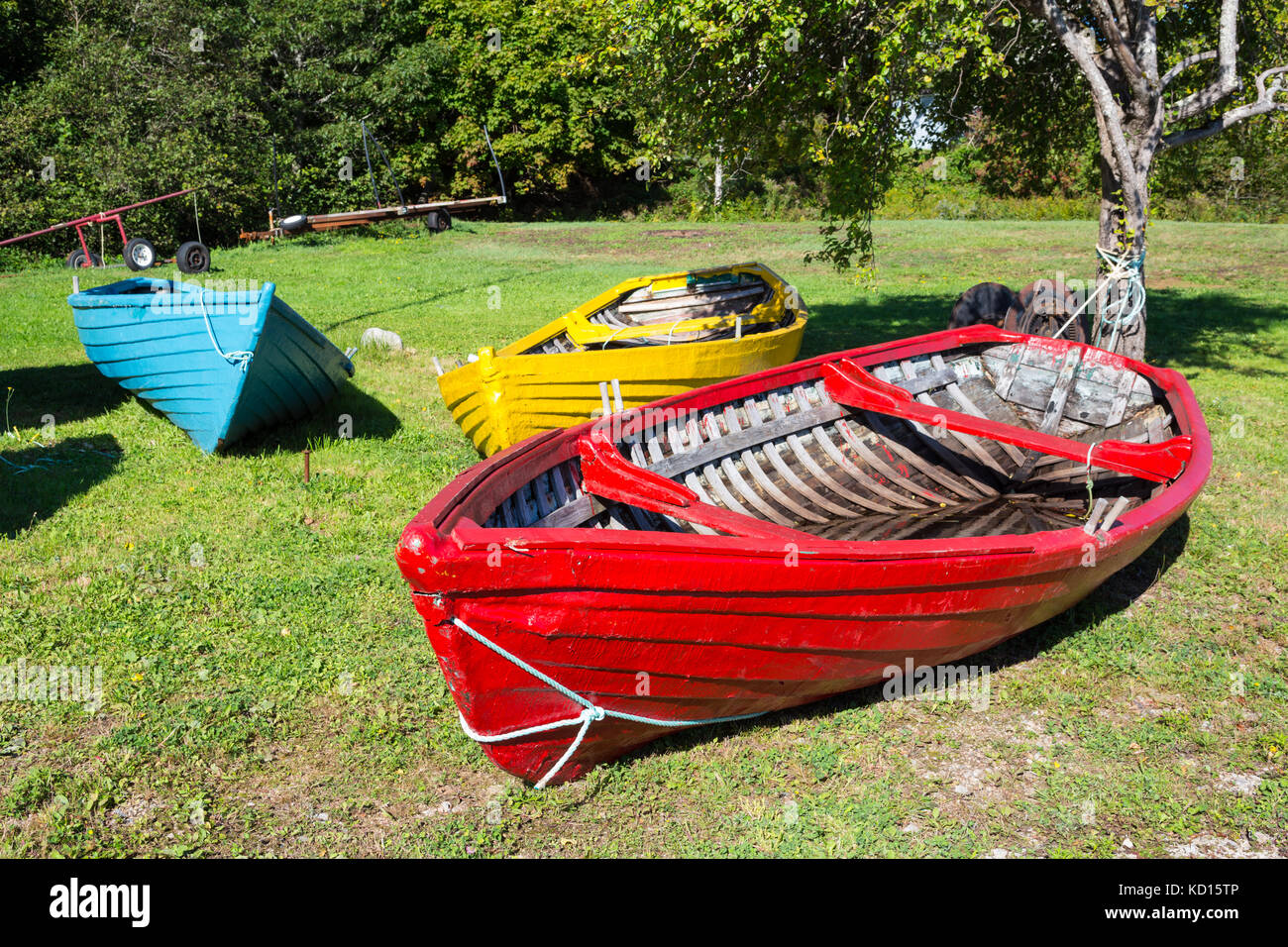 Dories in legno, Queensland, Nova Scotia, Canada Foto Stock