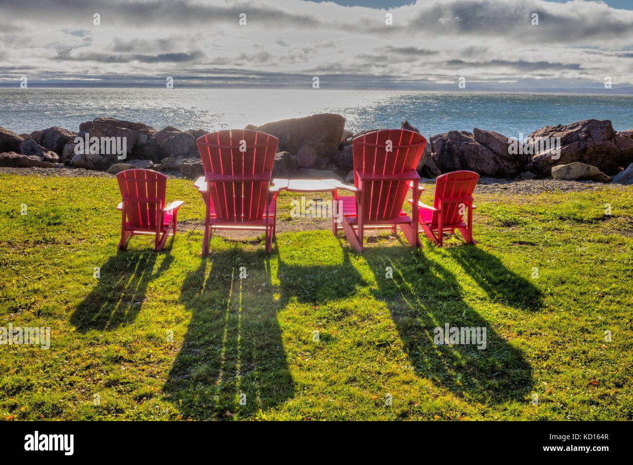 Poltrone adirondack, coste, fundy national park, New Brunswick, Canada Foto Stock