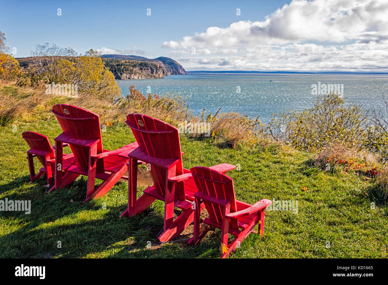 Poltrone adirondack, coste, fundy national park, New Brunswick, Canada Foto Stock