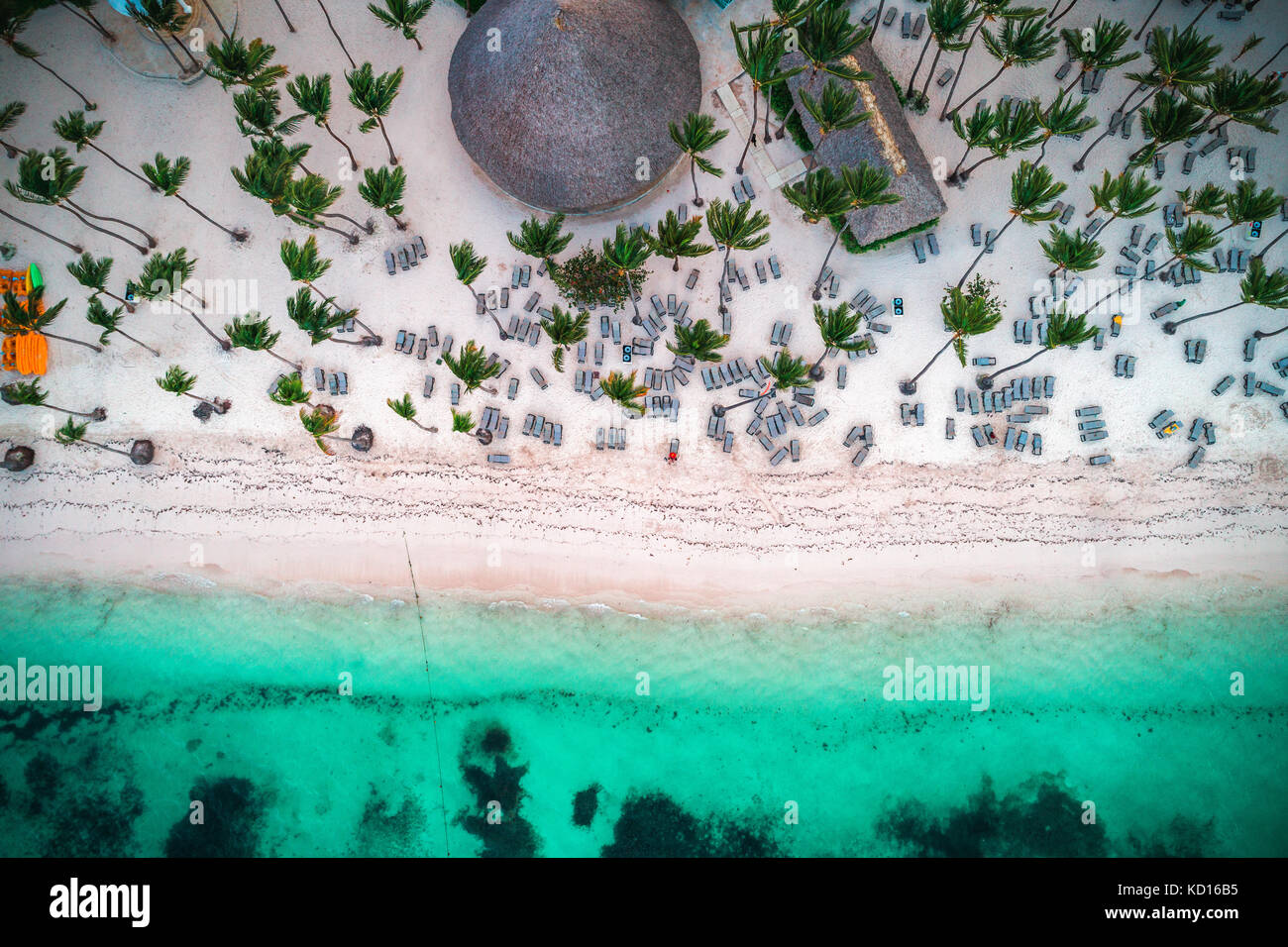 Vista aerea di isola tropicale sulla spiaggia. Foto Stock