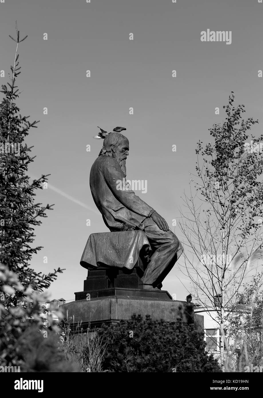 Macro foto monumento a dostoevskij nel centro di Mosca Foto Stock
