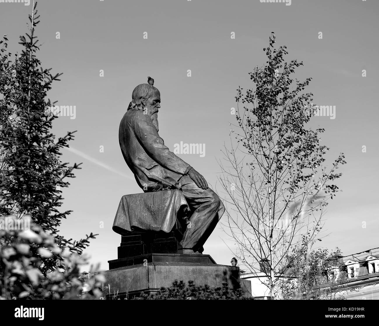 Macro foto monumento a dostoevskij nel centro di Mosca Foto Stock