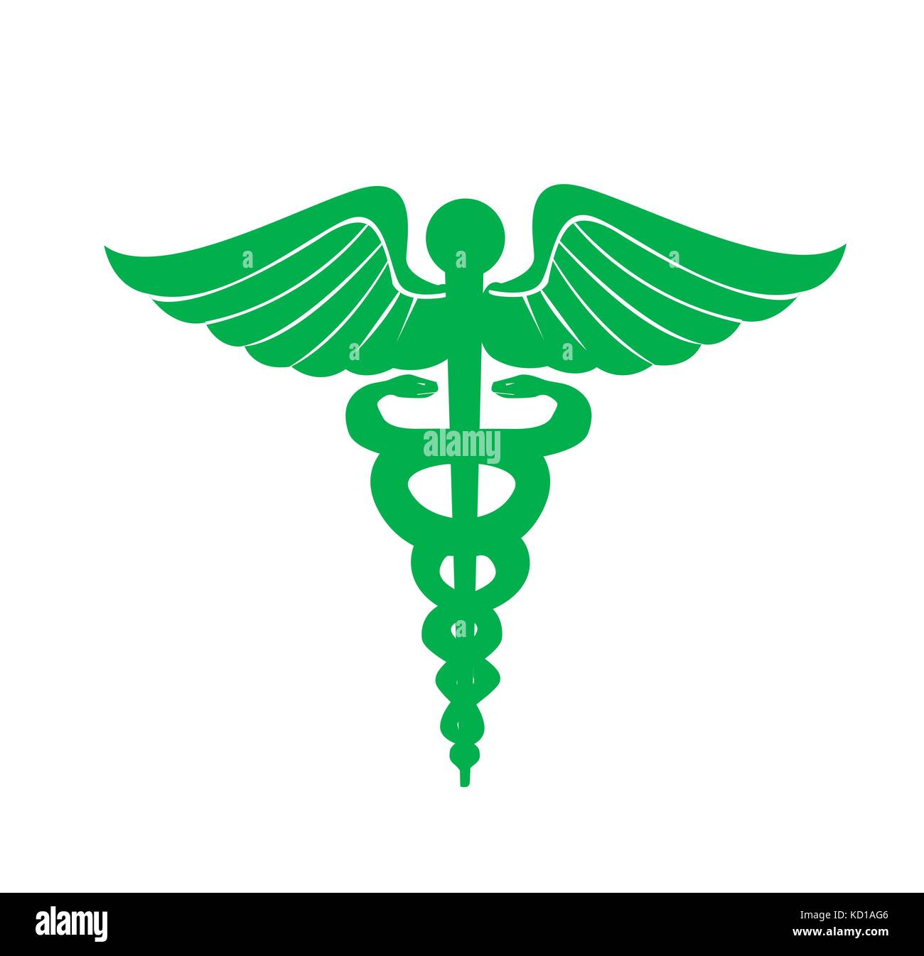 Rappresentazione moderna del caduceo, vettore silhouette Illustrazione Vettoriale
