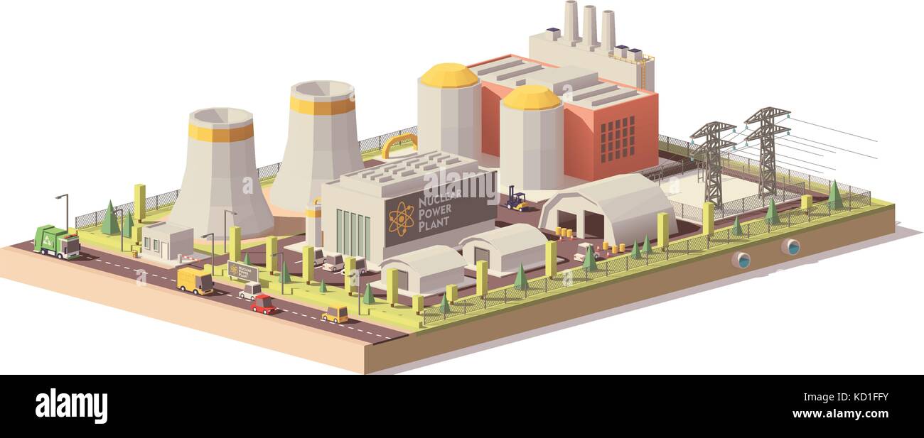 Vettore low poli centrali nucleari Illustrazione Vettoriale