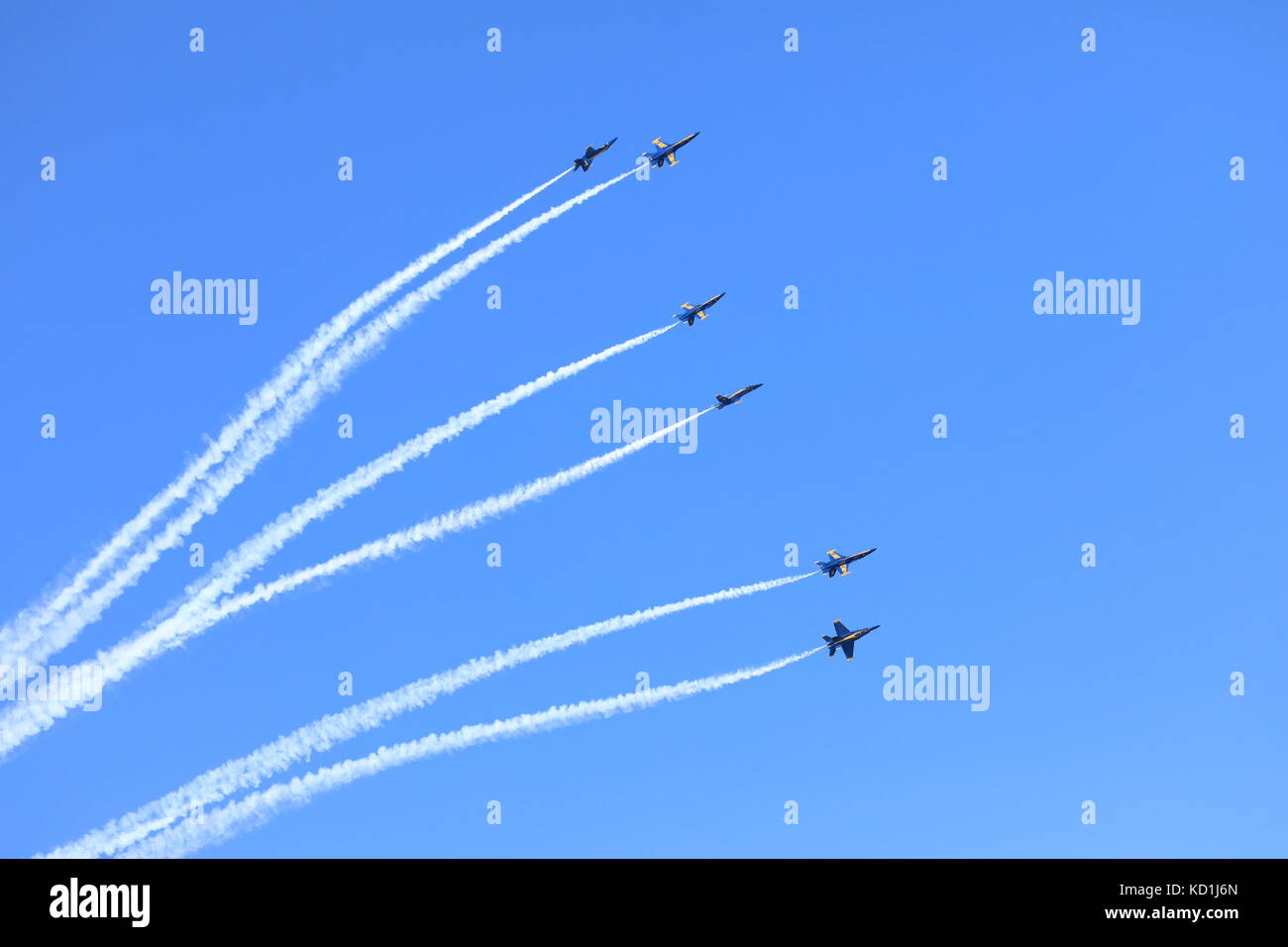 Blue Angels Fly in San Francisco flotta Airshow Settimana Foto Stock