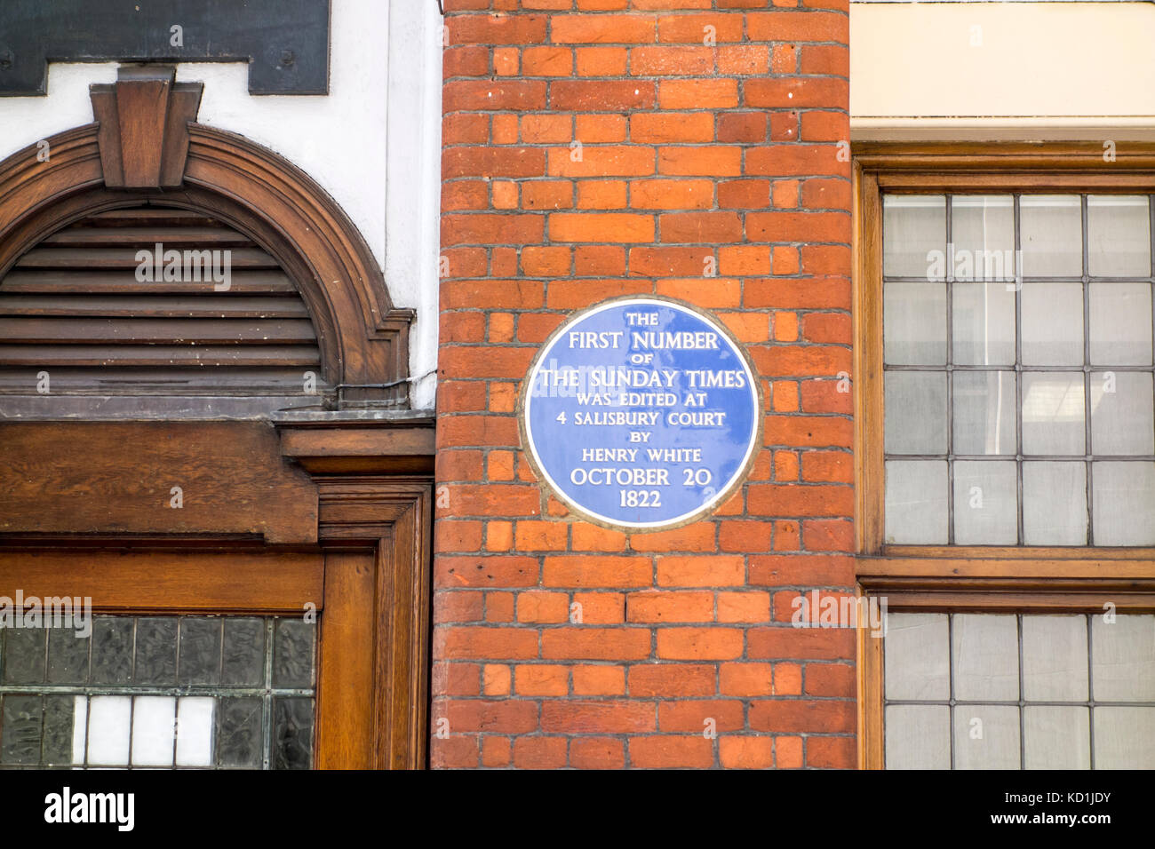 Targa blu fuori casa di Greenwood, Salisbury corte, City of London, ubicazione prima domenica erano tempi edito da Henry White Foto Stock