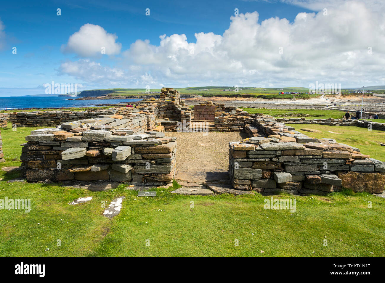 Resti di insediamenti celtici e vichinghi sulla Brough di Birsay, Orkney, Scozia, Regno Unito. Foto Stock