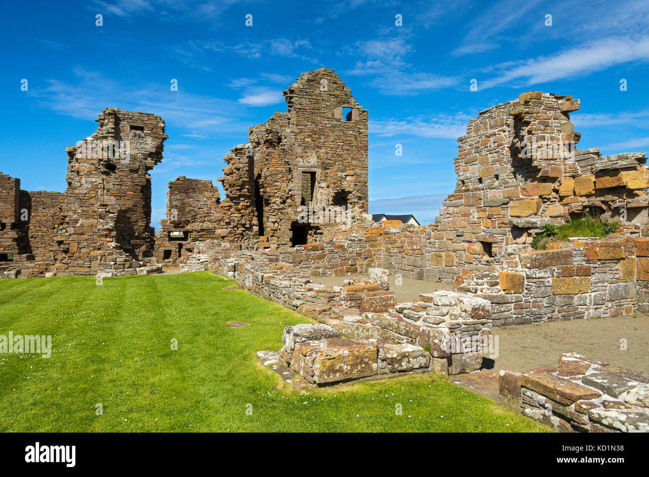 Le rovine del Palazzo del Conte, villaggio di Birsay, Orkney Mainland, Scozia, Regno Unito. Foto Stock