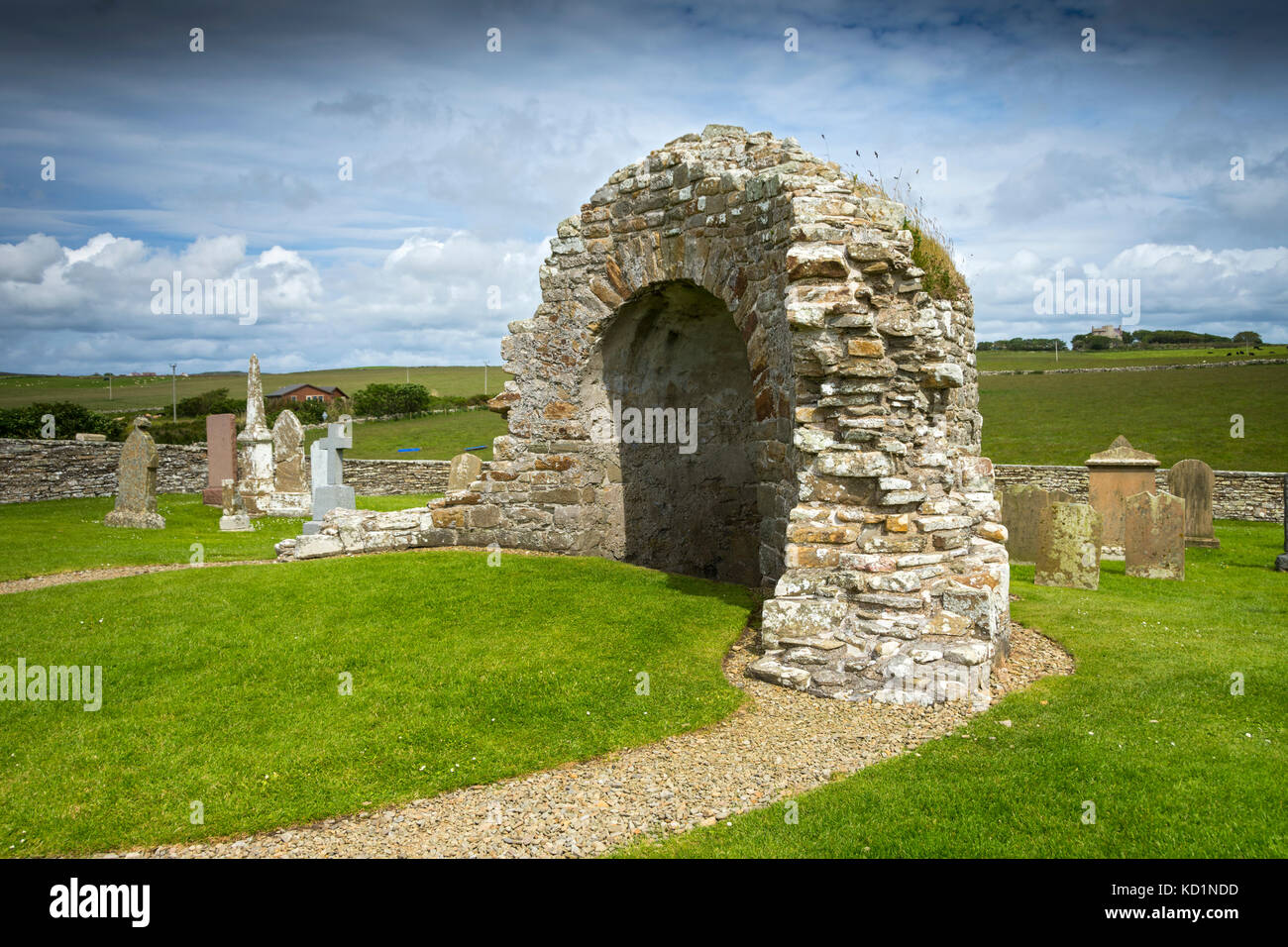 La Chiesa Rotonda di San Nicola a Earl's Bu, vicino Orphir. Orkney continentale, Scotland, Regno Unito Foto Stock