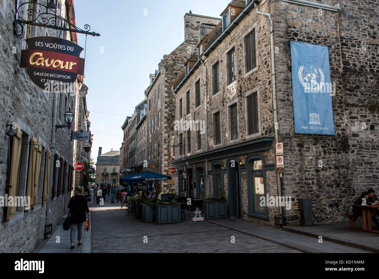 Città di Québec in Canada 13.09.2017 - place royale Royal Plaza e la cattedrale di Notre Dame des vittorie chiesa patrimonio mondiale Unesco tesoro Foto Stock