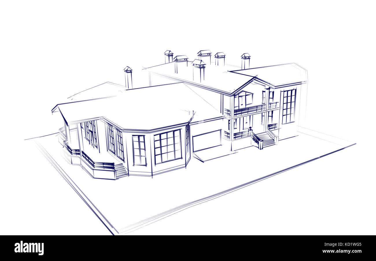 L'architettura 3d disegno tecnico Foto Stock