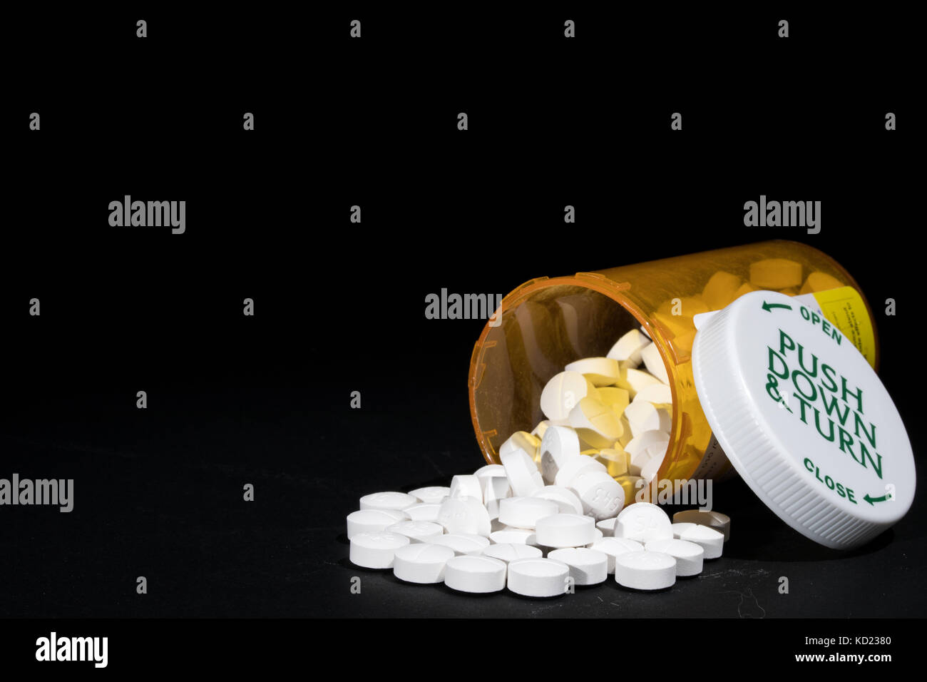 Il potente prescrizione ossicodone oppioide è critica per una severa gestione del dolore, ma prescritto con cautela per paura di abuso e di dipendenza. Foto Stock
