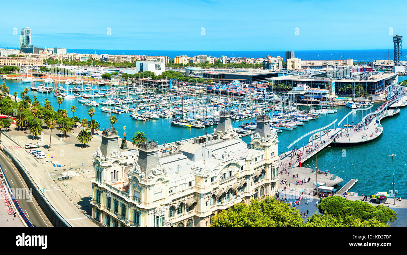 Vista aerea porto di Barcellona, in Catalogna Spagna Foto Stock