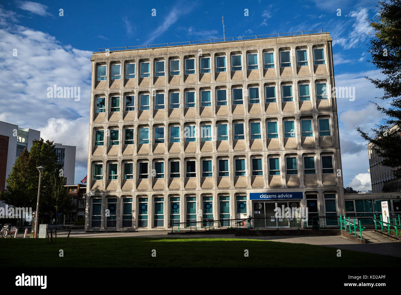 Campo Dixies Exeter,Brutalist,l'architettura modernista movimento architettonico, di consulenza per i cittadini Exeter,dix campo Foto Stock