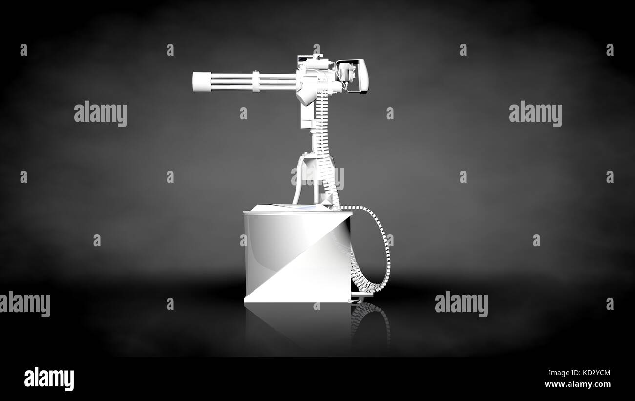 3D rendering di un bianco riflettente shootgun su sfondo scuro Foto Stock