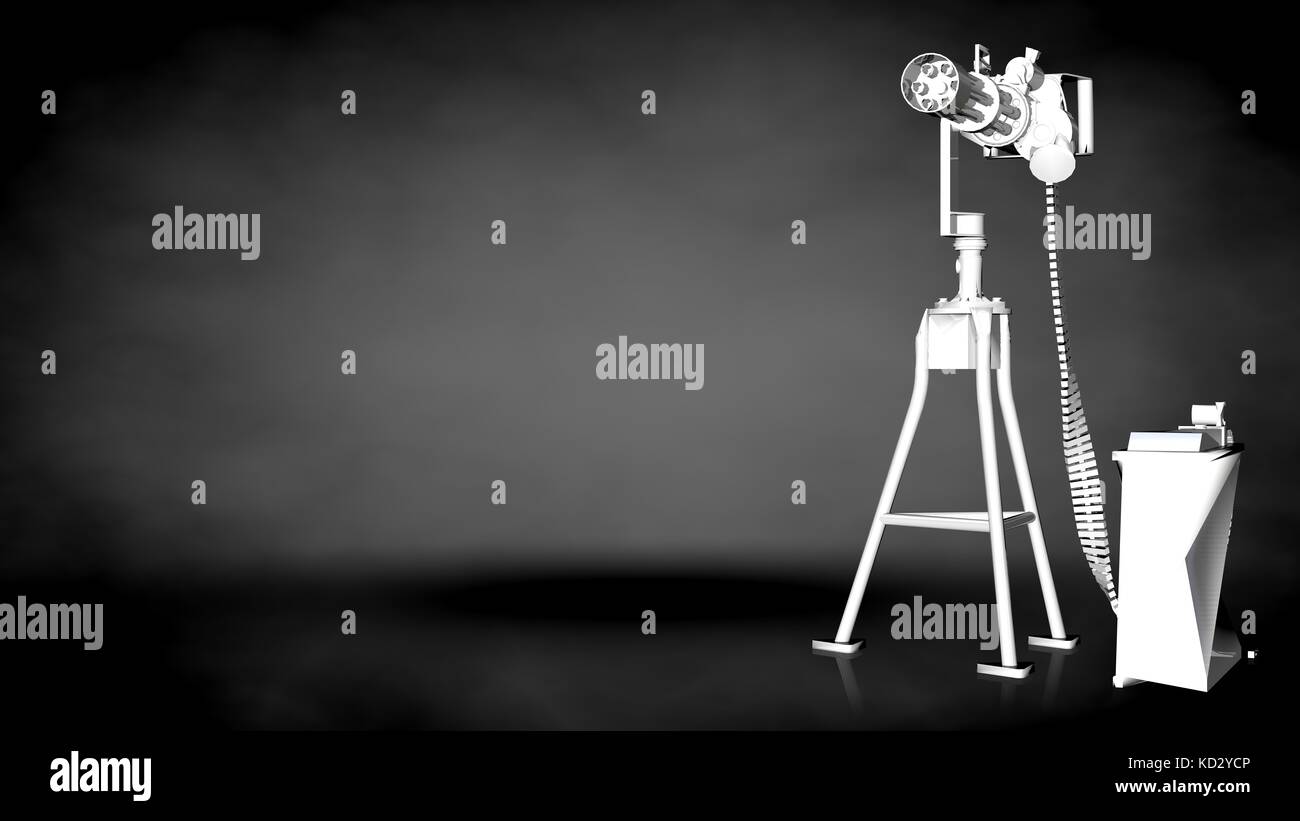 3D rendering di un bianco riflettente shootgun su sfondo scuro Foto Stock