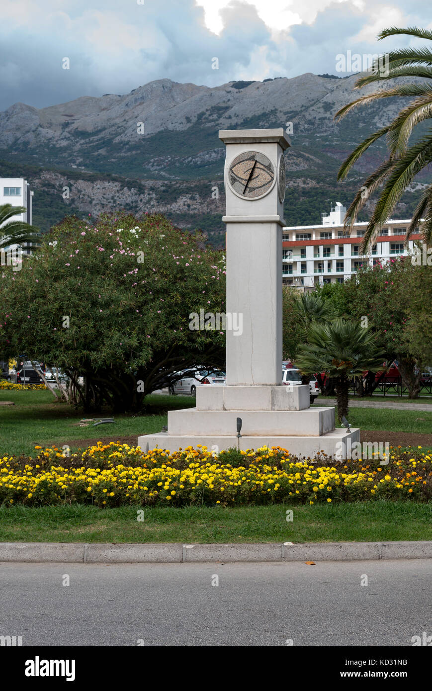 Orologio della città di Budva, Montenegro Foto Stock