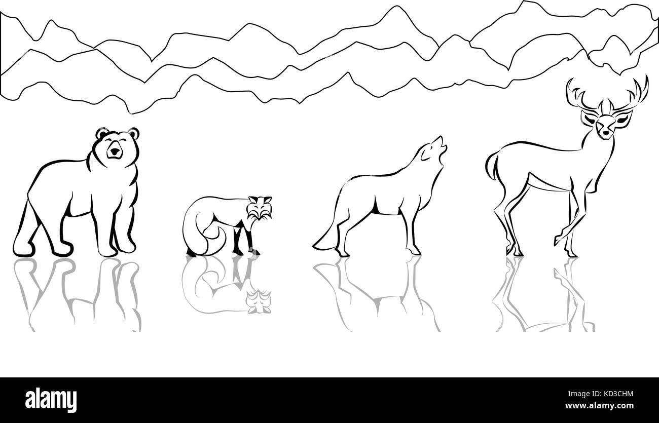 Animali Del Bosco Stilizzato Set Di Vettore Immagine E Vettoriale Alamy