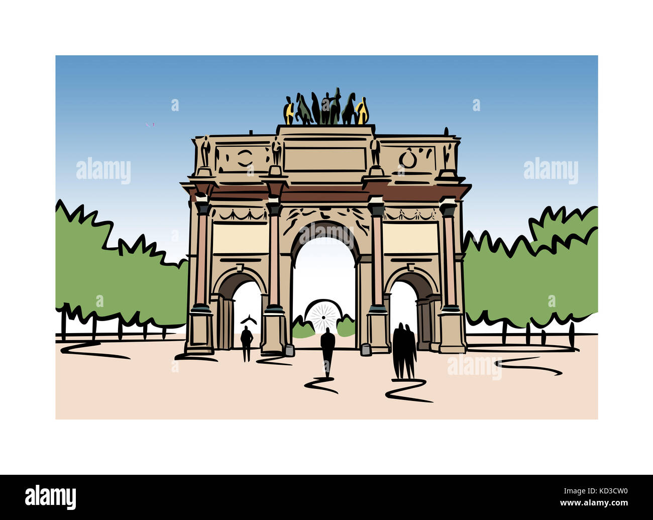 Illustrazione dell'Arc de Carrousel di Parigi, Francia Foto Stock