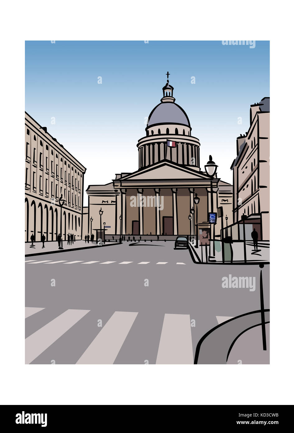 Illustrazione del Pantheon a Parigi, Francia Foto Stock