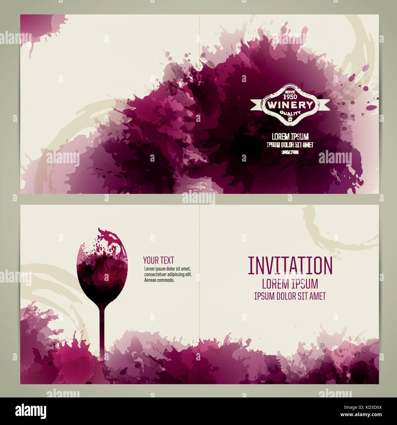 Modello di invito per un evento o una festa. Adatto per eventi di degustazione di vino o di presentazione. Illustrazione Vettoriale