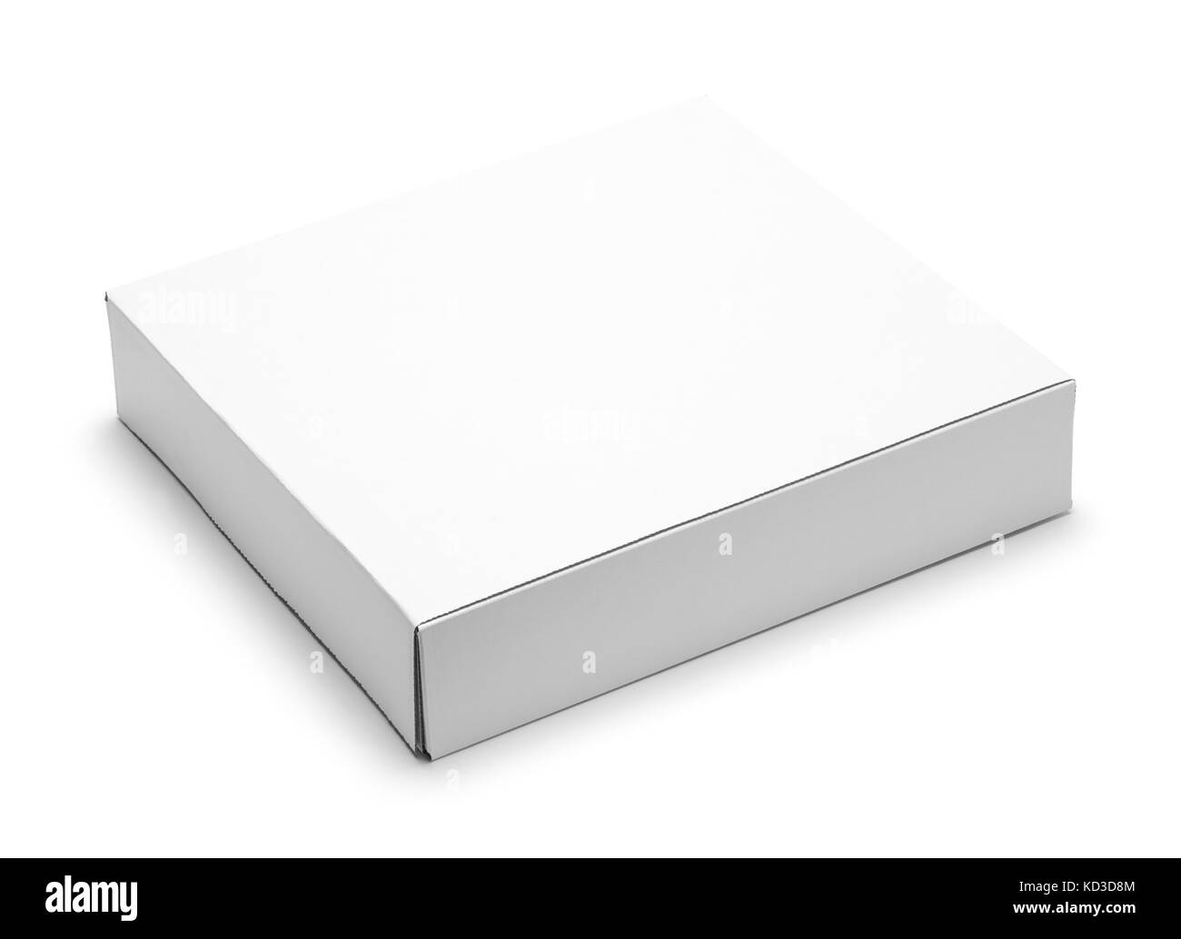 Piatto bianco scatola di cartone isolati su sfondo bianco. Foto Stock