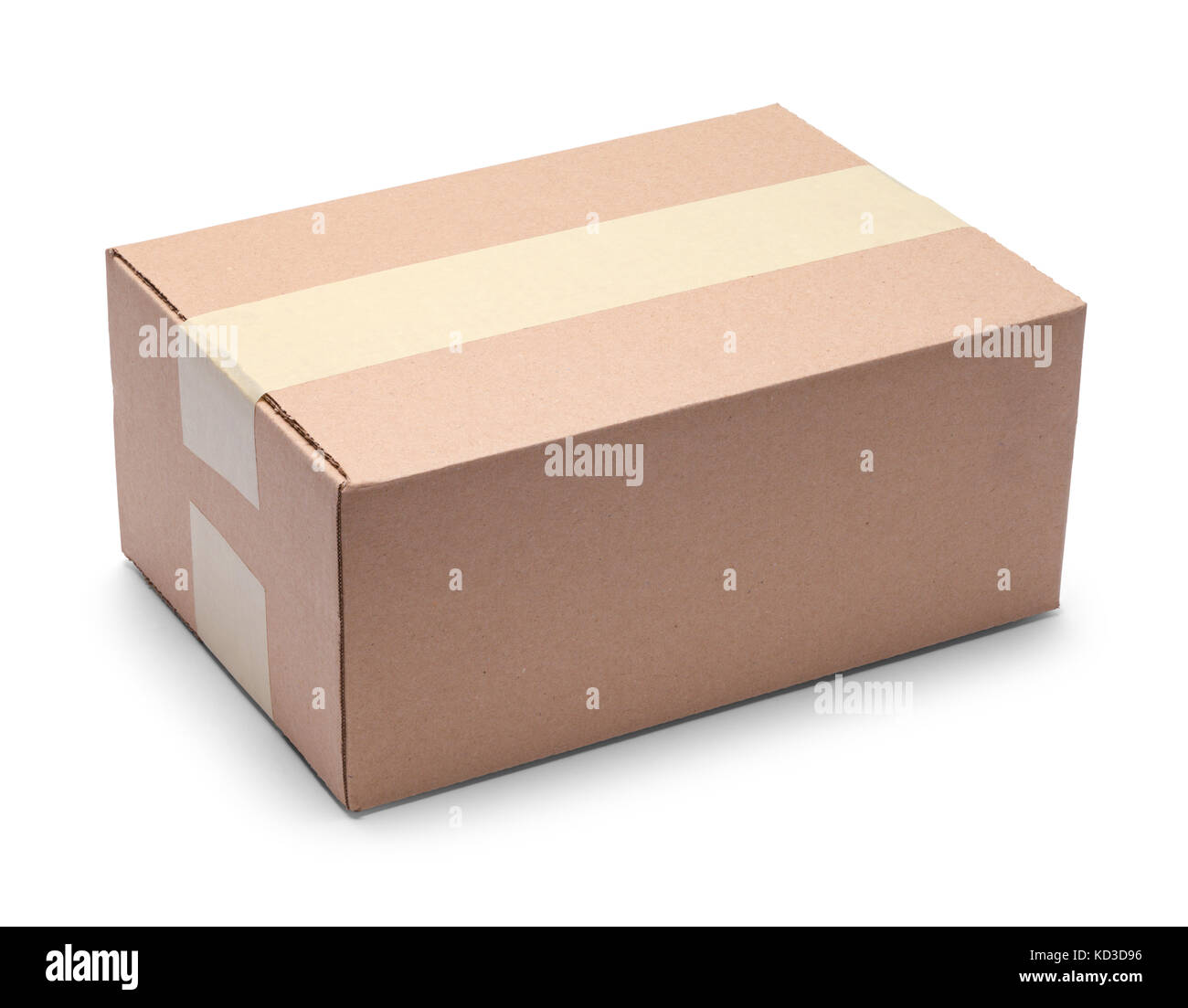 Lungo chiuso marrone scatola di cartone isolato su uno sfondo bianco. Foto Stock