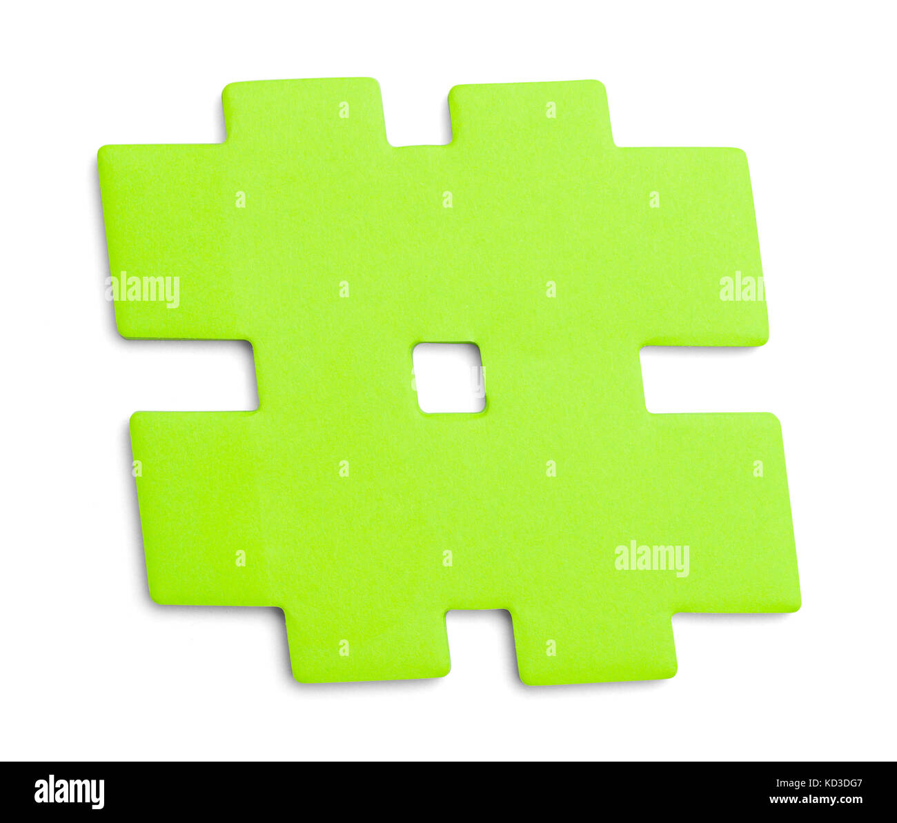 Verde tag hash appunti isolato su uno sfondo bianco. Foto Stock