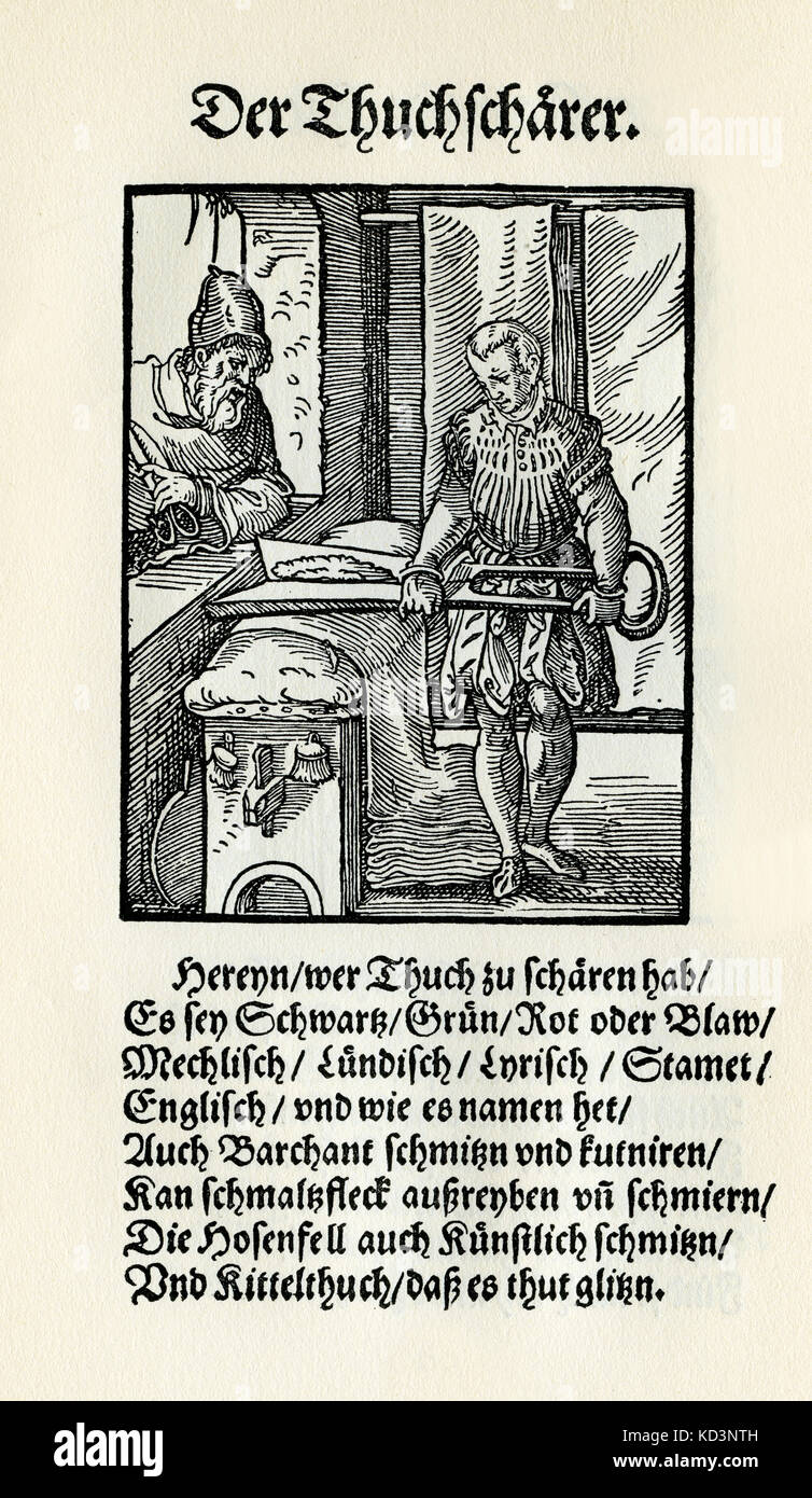 Locksmith (der Schlosser), dal Libro dei mestieri / Das Standededebch (Panoplia omnium illiberalium mechanicarum...), Collezione di tagli di legno di Jost Amman (13 giugno 1539 - 17 marzo 1591), 1568 con rima di accompagnamento di Hans Sachs (5 novembre 1494 - 19 gennaio 1576) Foto Stock