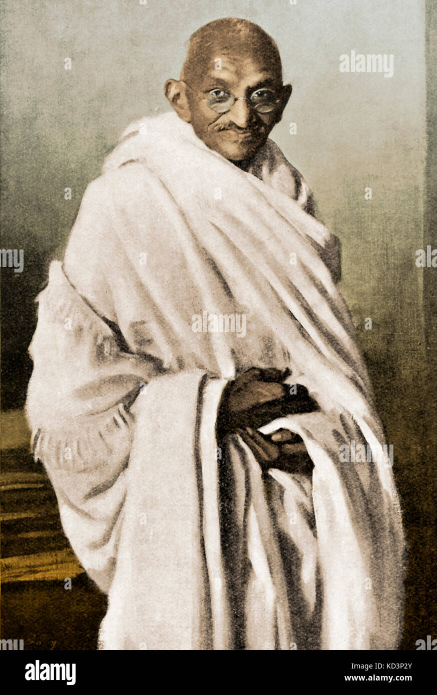Mahatma Mohandas Karamchand Gandhi - il capo religioso indiano e politico. 2 ottobre 1869 – 30 gennaio 1948. Dopo un dipinto di Oswald Birley Foto Stock