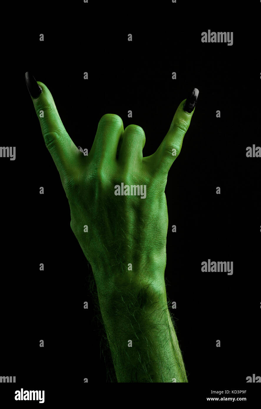 Halloween streghe verdi o zombie mano monster Foto Stock