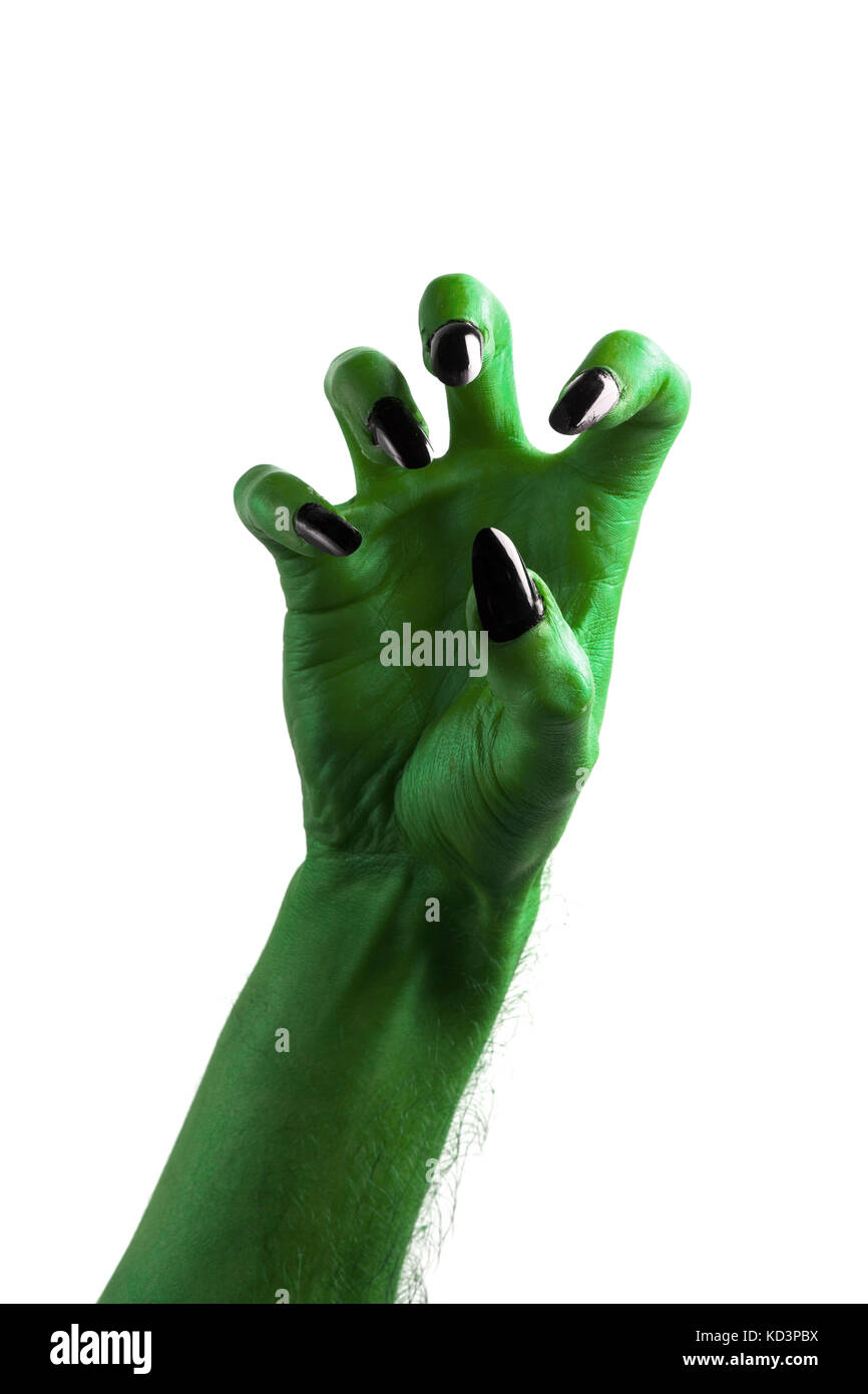 Halloween streghe verdi o zombie mano monster Foto Stock