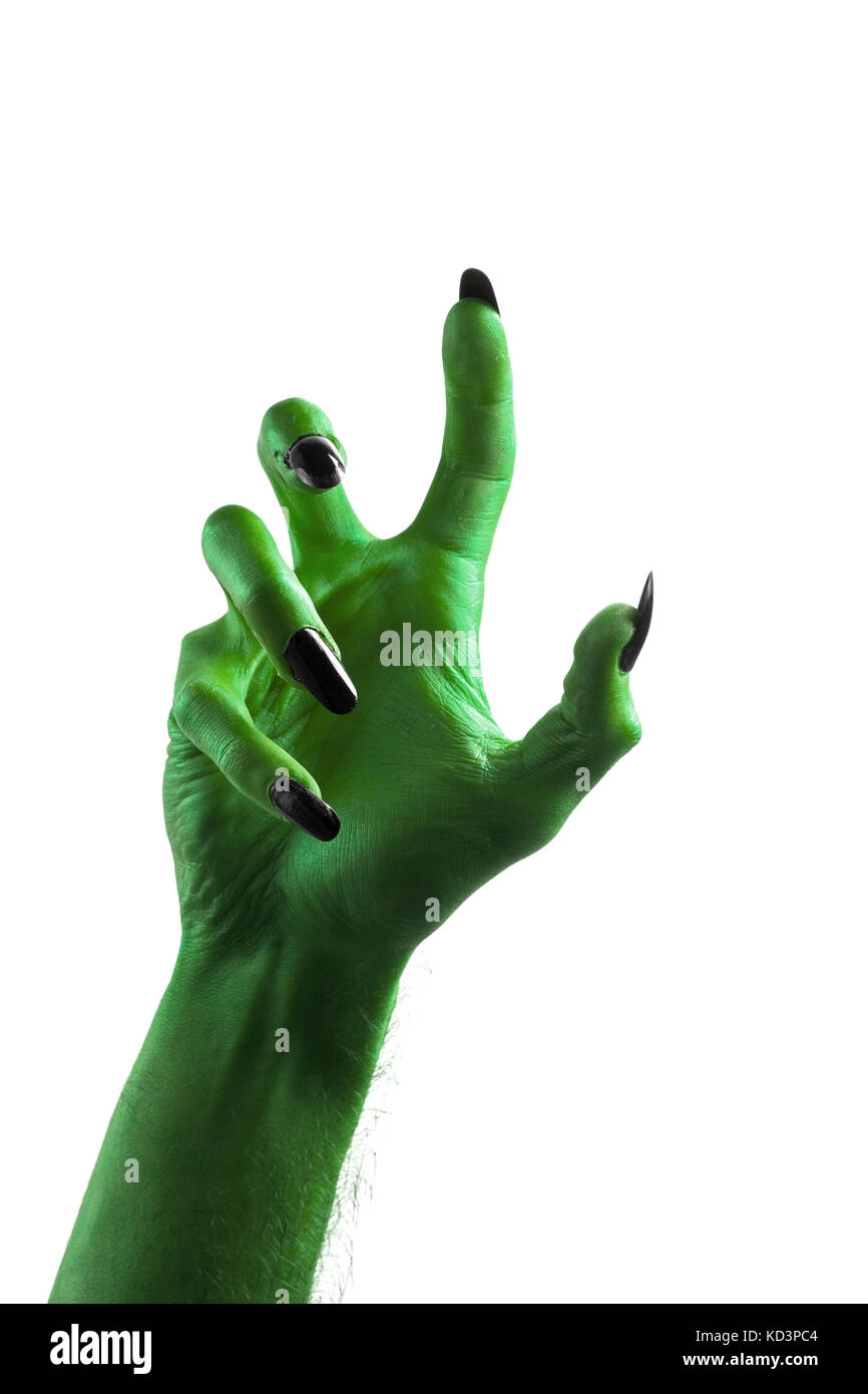 Halloween streghe verdi o zombie mano monster Foto Stock