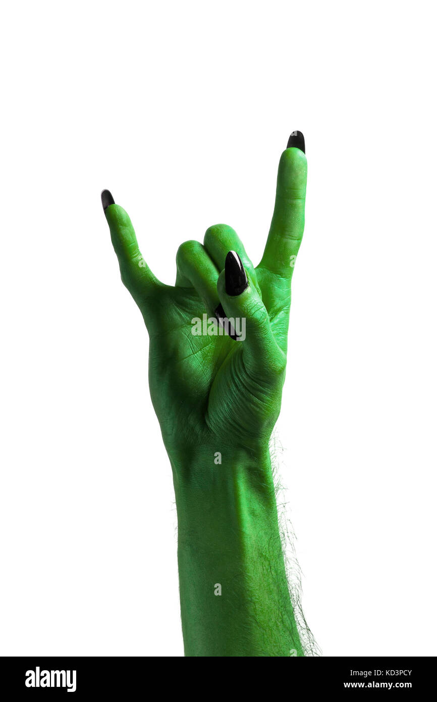 Halloween streghe verdi o zombie mano monster Foto Stock
