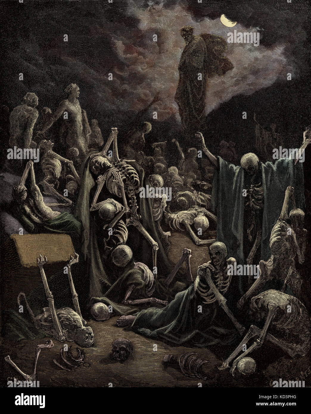 La visione del profeta Ezechiele della Valle delle ossa secche (Ezechiele capitolo XXXVII), illustrazione di Gustave Doré (1832 – 1883). Risurrezione secondo la tradizione ebraica. Foto Stock