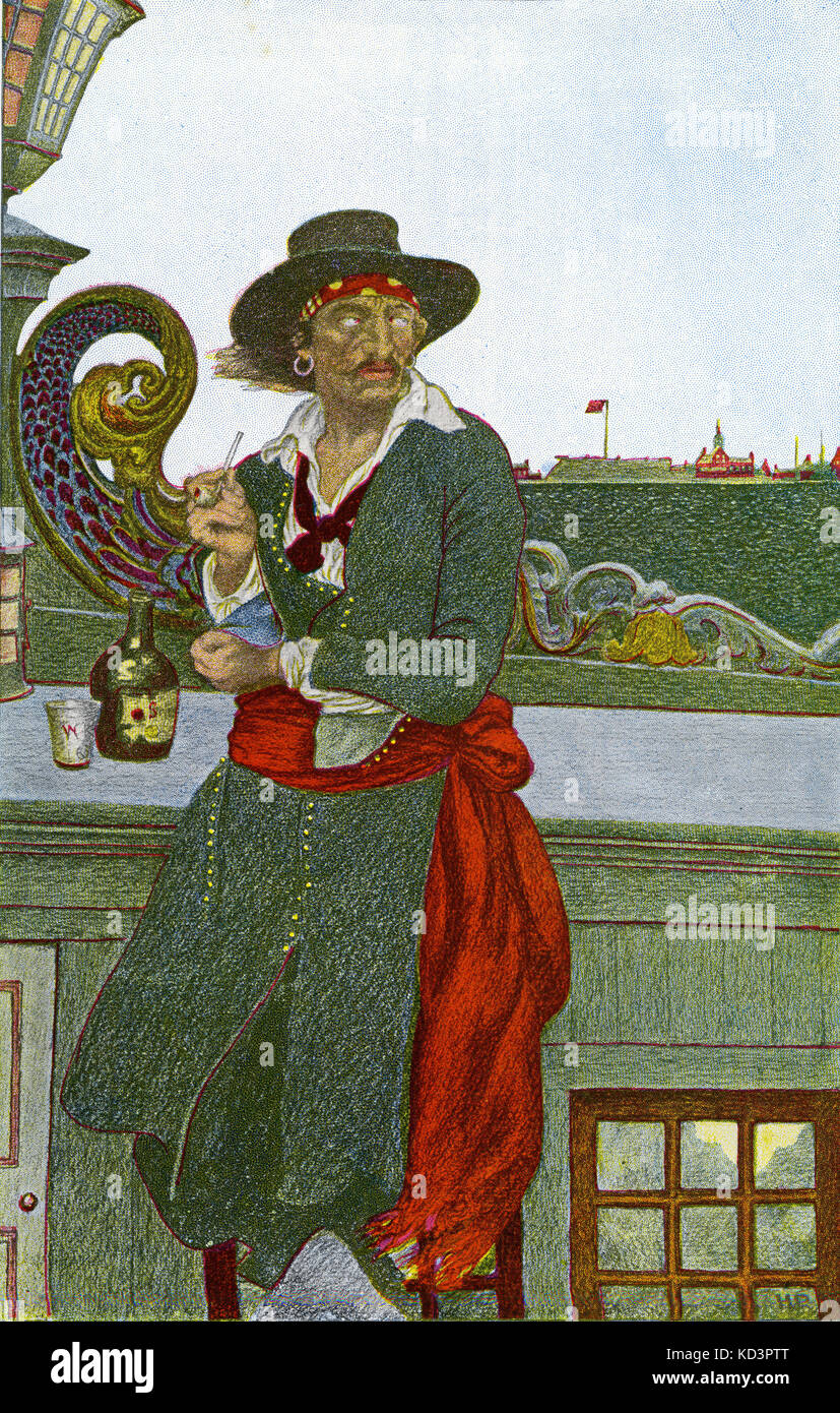 Capitano William Kidd sul ponte della sua nave, The Adventure Galley, 1600. Illustrazione di Howard Pyle Foto Stock
