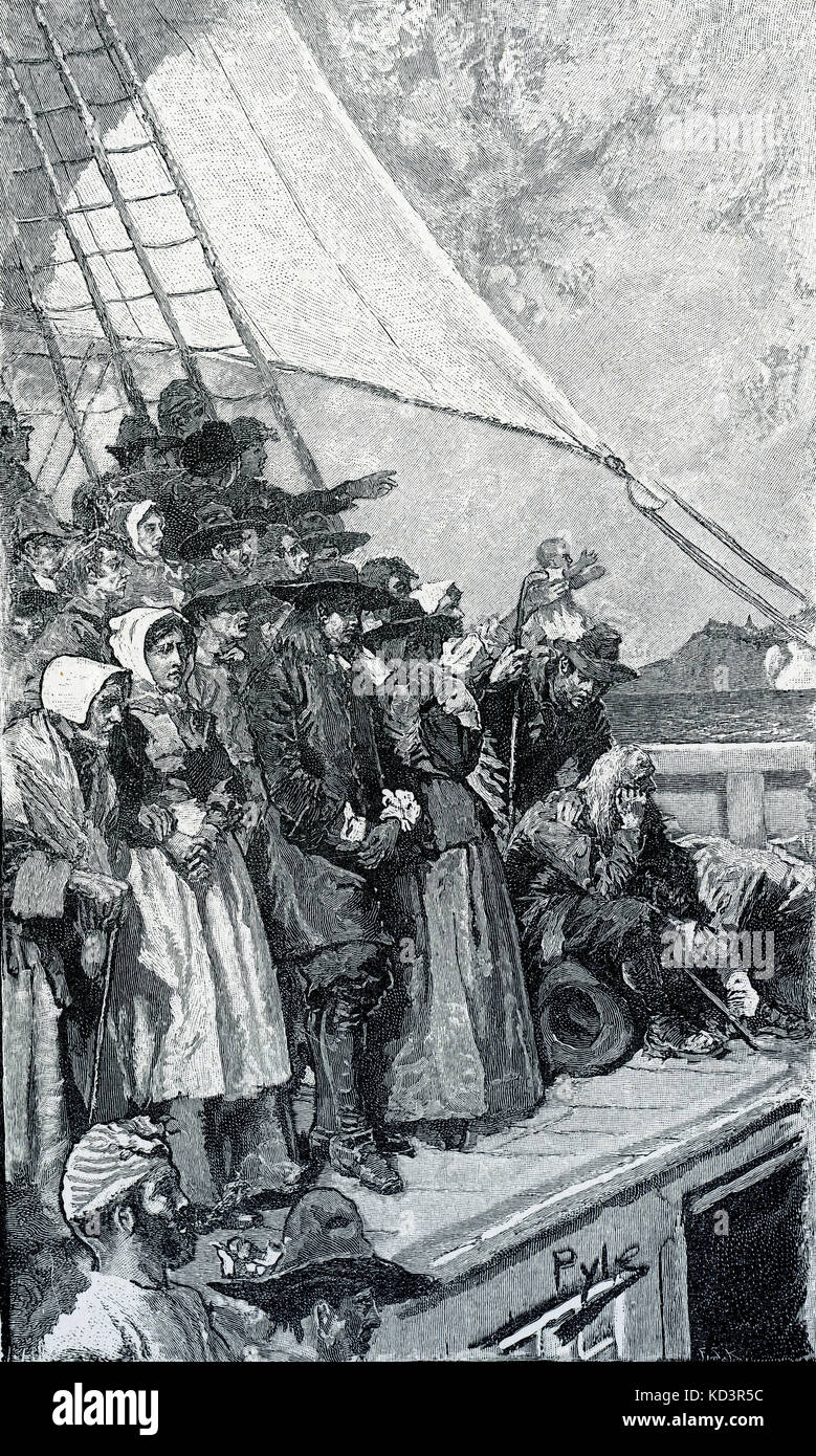 William Penn durante il suo primo viaggio in America, 1682, navigando nella nave 'Welcome'. Fondatore della Pennsylvania. Illustrazione di Howard Pyle, 1883 Foto Stock