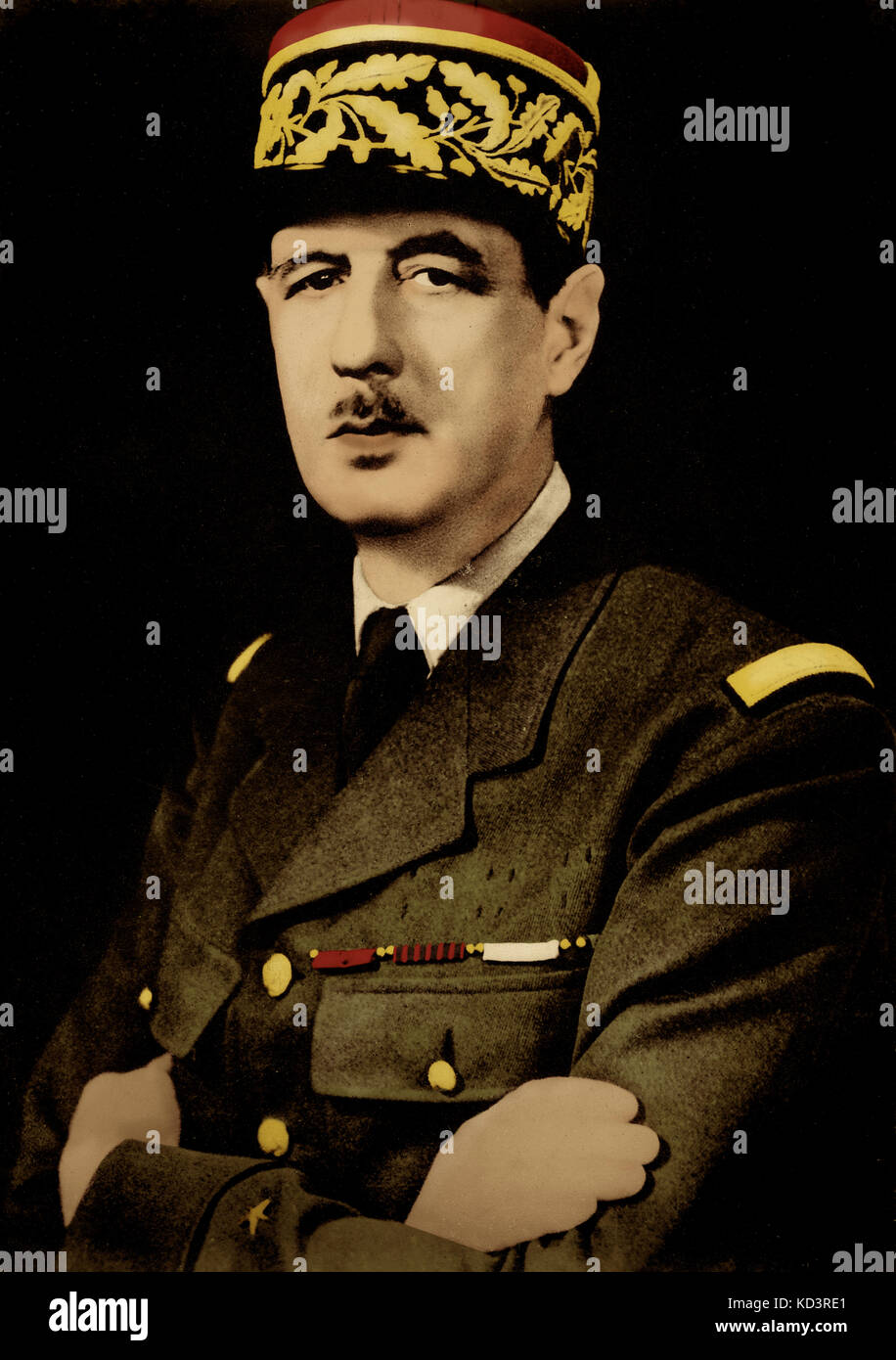 Charles de Gaulle, ritratto. Generale Francese e statista, 22 novembre 1890 - 9 novembre 1970. Foto Stock