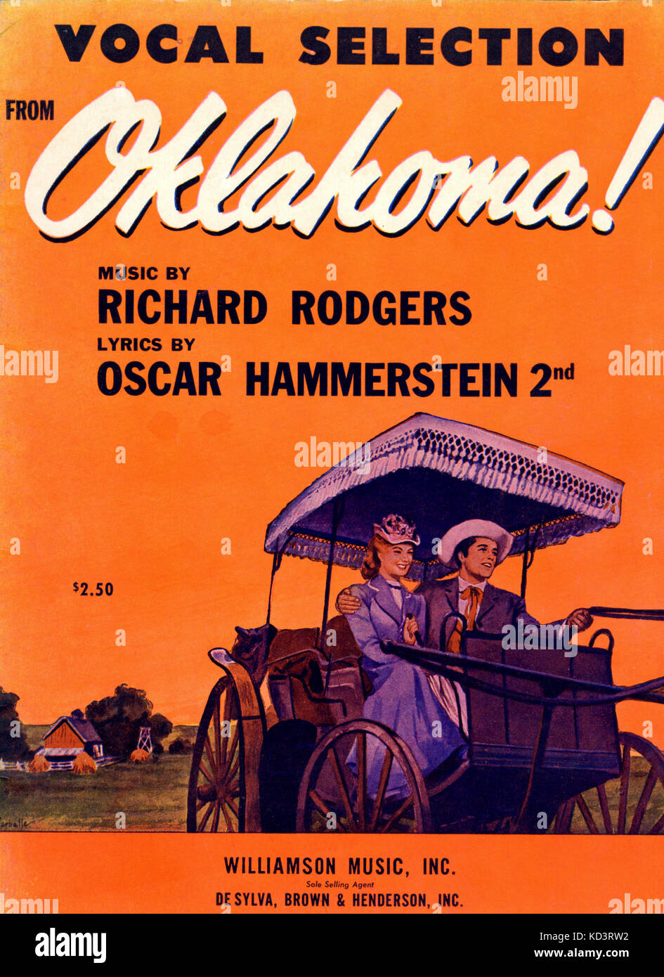 RODGERS e HAMMERSTEIN - Oklahoma! 1943 coperchio anteriore della selezione vocale. Pub. New York, Williamson Music Inc. Premiere Broadway 1943. Foto Stock