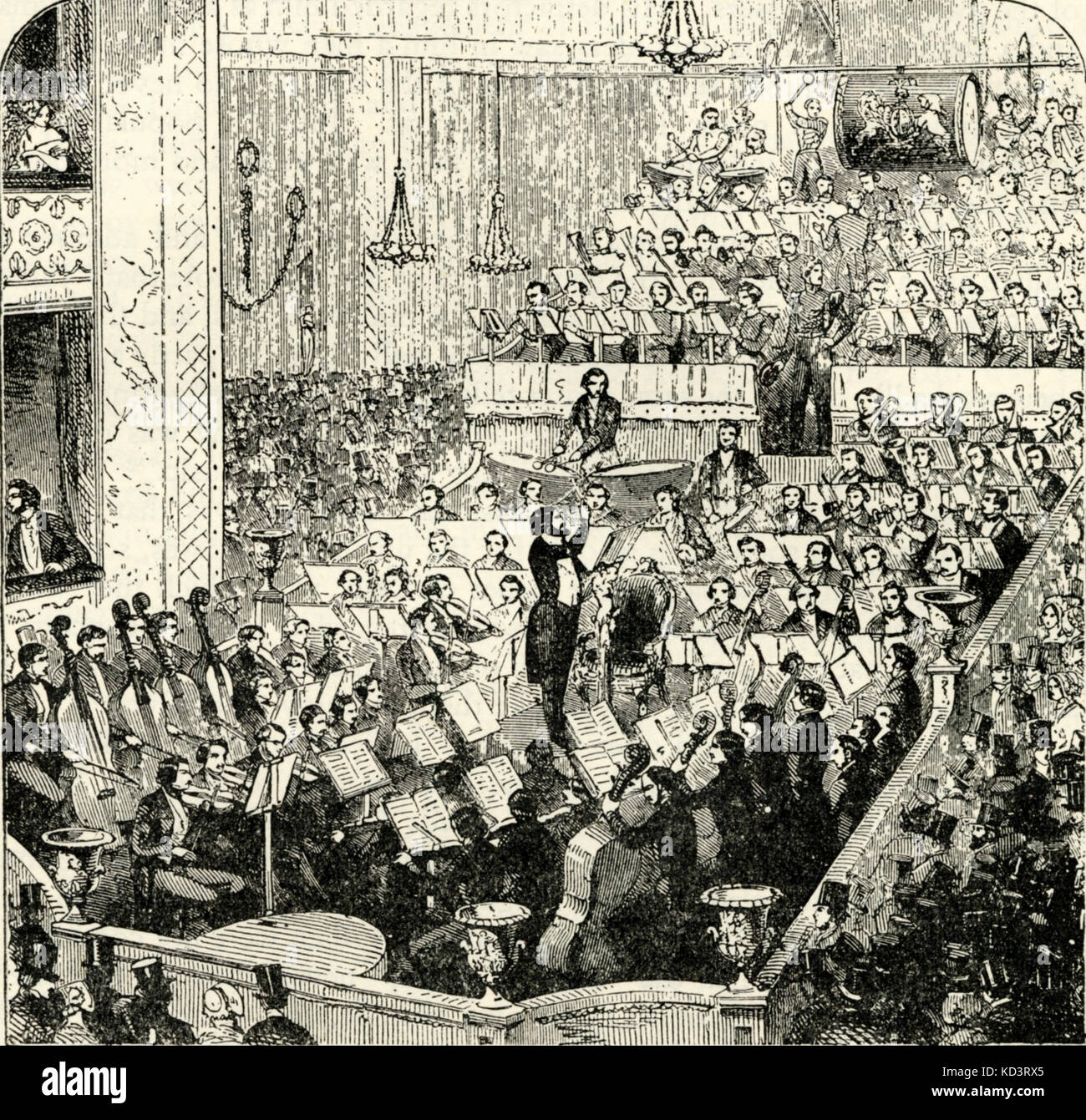 ORCH - storica del XIX secolo - Le didascalie si legge: 'Jullien's Orchestra presso un lungomare in concerto a Covent Garden Theatre, 1846.' Jullien, compositore francese, originariamente Louis Antoine Julien. Foto Stock