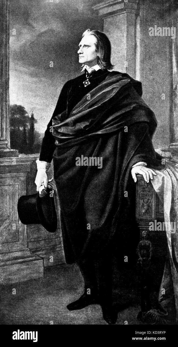 LISZT, Franz - Ritratto di Wilhelm von Kaulbach dipinte nel 1857. Nella foto nel mantello, tenendo top hat e guanti - Ungherese pianista e compositore. 22 Ottobre 1811 - 31 luglio 1886. Foto Stock