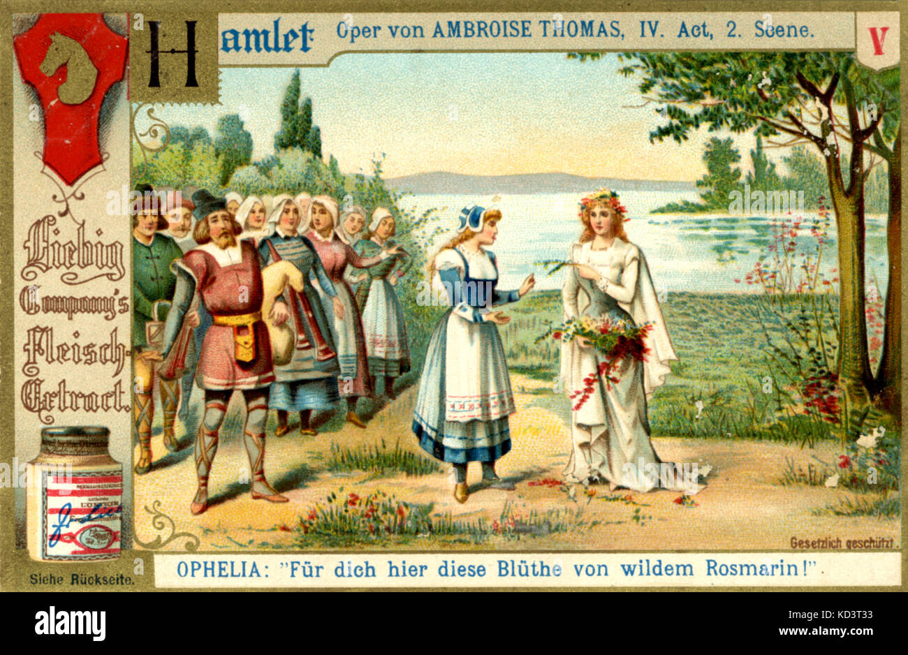 THOMAS, Ambroise - Borgo - Liebig Advert atto 4. Scena 2. Orphelia: "Questo per voi il rosmarino selvatico fiore!' Il compositore francese, 1811-1896 Foto Stock