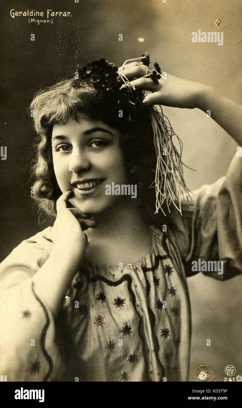 Geraldine Farrar in A. Thomas's opera 'Mignon' nel titolo-ruolo. Soprano Americano, 1882-1967. Foto Stock